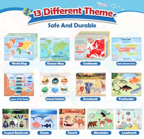 Toys for 3-8, Geography Busy Book Sensory Toys for Boys 3-6 Educational Toy for Kids Boy 4-9 Preschool Learning Activities Homeschool Birthday Gift for Girls and Boys Ages 5-7 - Image 3