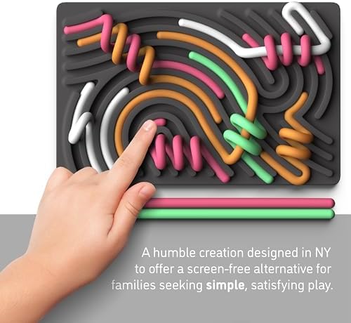 Pushpeel Sensory Activity Board: Silicone Fidget Toy for Calming, Stress, Anxiety, ADHD & Autism | Silent, No Mess | Kids 3+ & Adults | Includes Portable Travel Bag & 11 Strings (Granite) - Image 5