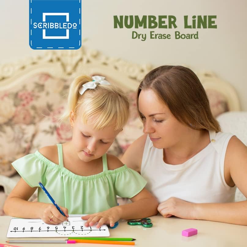 SCRIBBLEDO Dry Erase Number Line Board 12x4” Double Sided 2 Pack Grades 1-2 - Image 2