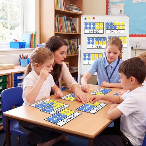 Ireer 10 Sets Bulk Magnetic Ten Frames for Classroom 100 Magnetic Math Counters and 10 Boards Kindergarten Classroom Must Haves Math Manipulatives for Home Prek Preschool Elementary(Yellow Blue) - Image 5