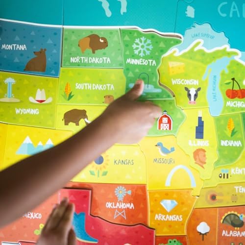 Chuckle & Roar USA Map Floor Puzzles for Kids Ages 4-6, Educational Toys - Image 6