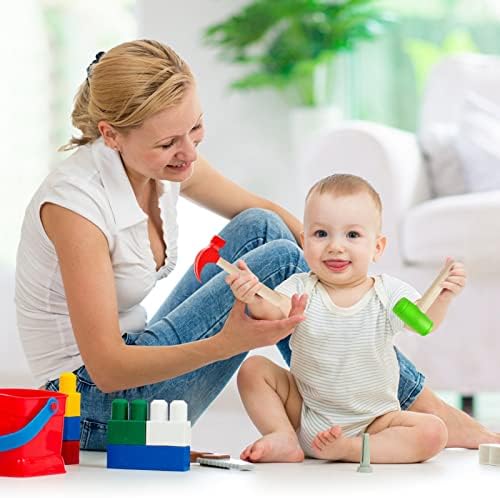 2pcs Toy Hammer Simulation Wooden Hammers Small Plastic Toddler Hammer Portable Kids Maintenance Tools Toys Pretend Fake Mallet Hammers for Boys Girls - Image 3