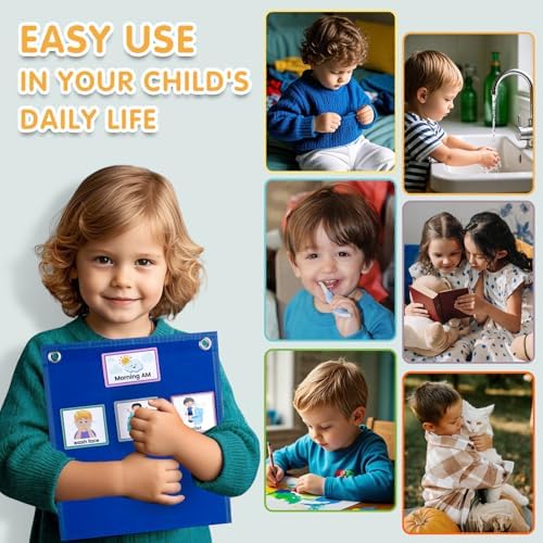 ALSLEA Visual Schedule for Kids with Autism Chore Chart for Kids Daily Routine Chart Autism Learning Materials Toddler Planning Board Visual Schedule for Classroom, Home with 124 Cards (DarkBlue) - Image 4