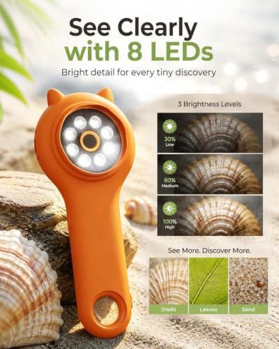 Bug Exploration Microscope for Kids, 500X Handheld Digital Microscope with 2" IPS Screen, Backyard Adventure STEM Science Toy Age 5-12 (Orange) - Image 5