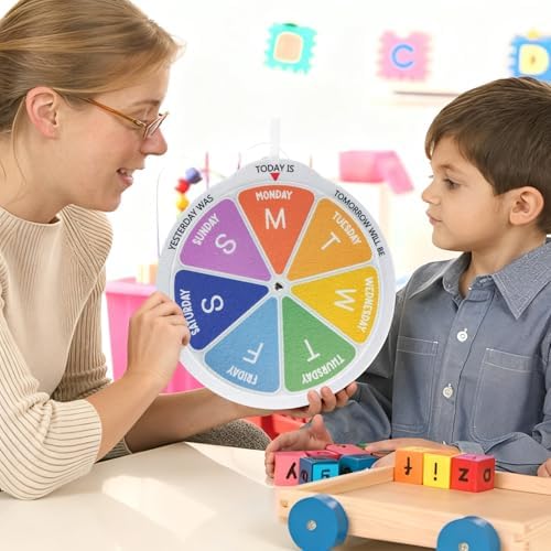 Days of the Week Wheel Homeschool Toddler Activities Montessori Calendar Days Spinner Wheel Tracing Kids Preschool Calendar Today is Day of the Week - Image 5