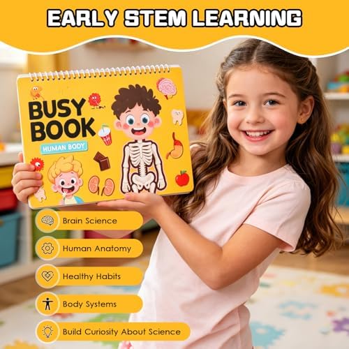 Montessori Busy Book for Toddlers 3-5, Human Body Anatomy Busy Book for Kids, Preschool Learning Activities, Autism Sensory Toys, Quiet Book Travel Toys, Educational Gifts for Boys Girls Ages 3-6 - Image 5