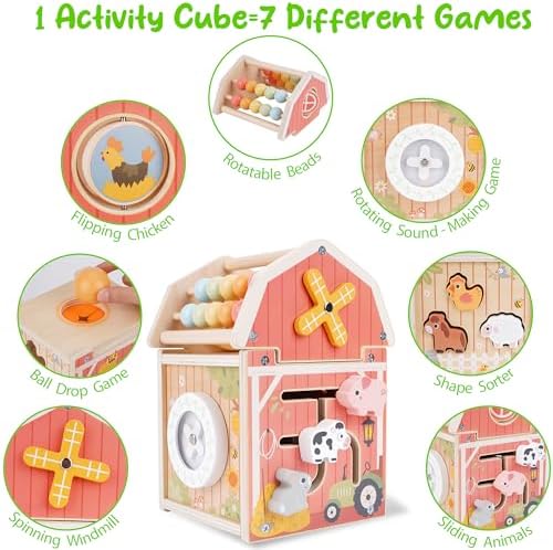 Melofaver Montessori Toys for 1 Year Old, Wooden Farm Animal Barn Toys Gift - Image 4