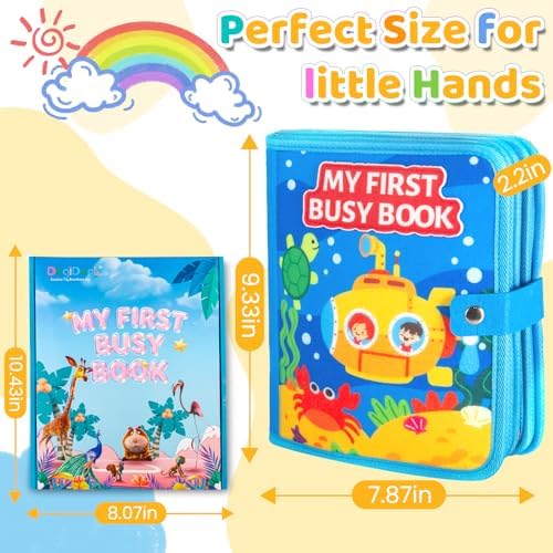 DEGIDEGI Montessori Busy Book for Toddlers, Educational Sensory Activity Book with Life Skills Training, Quiet Travel Toy for Car and Airplane, (Deep Blue) - Image 2