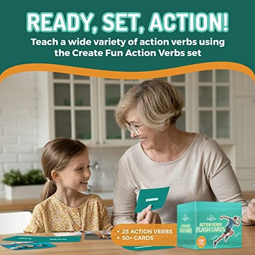 CreateFun 200 Action Verbs Flash Cards - Kids, Speech Therapy, ESL, Autism - Image 2