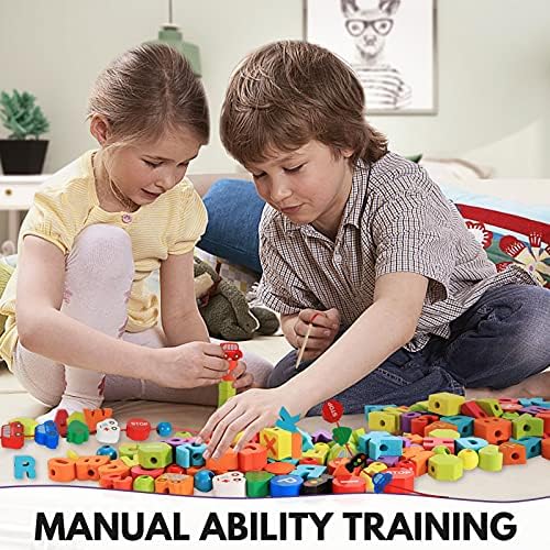 BMTOYS Wooden Lacing Toy Alphabet Number Threading Beads for Boys Girls Age 3 4 5 6 Montessori Educational Learning Birthday Gift - Image 7