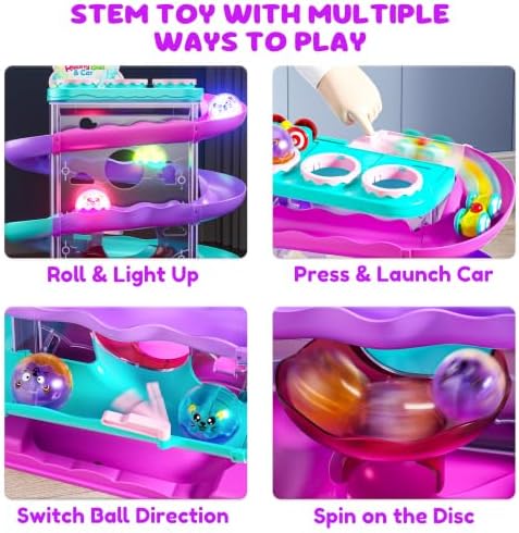 2-in-1 Ball Drop & Car Ramp Race Track Montessori Toy for Toddlers Ages 1-5 - Image 4