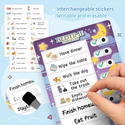 Chore Chart for Kids: Dry Erase to Do List, Morning/Bedtime Routine Chart, Magnetic Checklist, Toddler Visual Schedule, Daily Behavior Chart for Fridge - Image 2