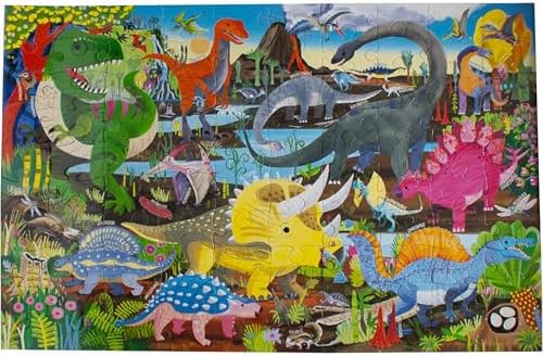 eeBoo 100 Piece Puzzle for Kids - Land of Dinosaurs Children's Puzzle Prehistoric, Large Pieces for Small Hands to Develop Motor Skills - Image 2