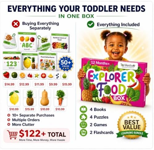 TOYVENTIVE Toddler Learning Kit with 4 Toddler Books, 2 Flash Cards for Toddlers 1-3, 4 Puzzles & 2 Games, Preschool Learning Activities - Image 2