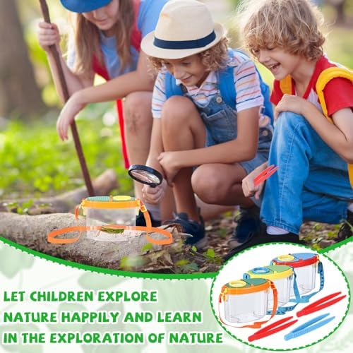 Halloscume 3 Pcs Bug Catchers for Kids Collection Viewer for Kids Critter Insect Cage Bug Tweezer Magnifying Insect Box Magnifier Container Butterfly Catcher Cage, Science Nature Exploration Tools - Image 5
