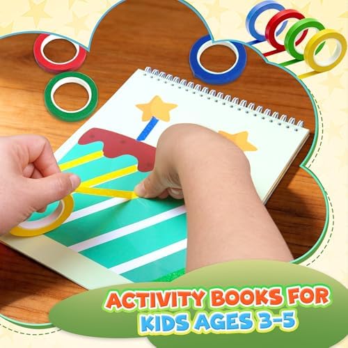 Tape Activity Books for Kids Age 3-5, Airplane Essential Travel Toys Road Trip Activities for Toddlers Preschool Classroom Must Have Supplies Quiet Car Ride Toys Girl Gifts for Kid Boy Toy Family Game - Image 4