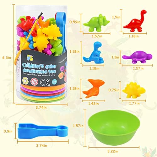 RAEQKS Counting Sorting Dinosaur Toys Montessori Sensory Matching Toy with Bowls Preschool Learning Activities Educational Stacking STEM Game Animals Gifts Sets for Kids Aged 3+ Years Old Boys Girls - Image 2