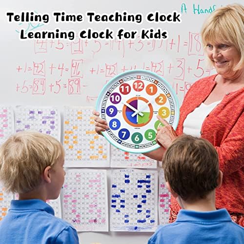 Learning Clock for Kids, Glow in The Dark Wall Clock for Bedroom, 12 Inch Silent Night Light Kids Wall Clock, Colorful Illuminated Telling Time Teaching Clock,Kids Room Decor (Illuminated Ice Blue) - Image 4