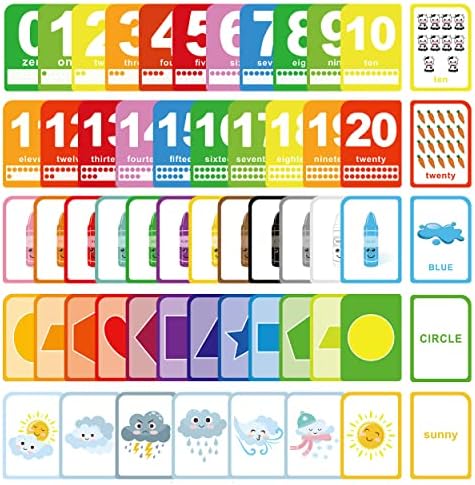 ZazzyKid Flash Cards for Toddlers - 52 Double Sides Cards for Numbers, Colors, Shapes & Weather - Learning & Education Toys for Preschool by ZazzyKid