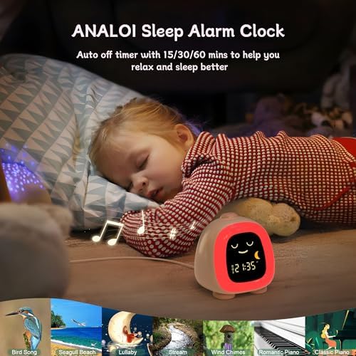 ANALOI Alarm Clock for Kids, Kids Alarm Clock Ok to Wake Cute Night Light for Bedroom, Toddlers Sleep Training Clock Stay in Bed, Dinosaur Birthday Gift for Kids Boys Girls - Image 6