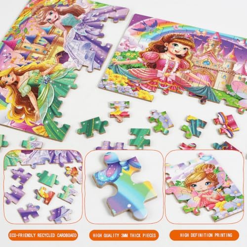Puzzles for Kids Ages 4-8, 60 Pieces Puzzles for Kids Ages 3-5 in a Metal Box Girls and Boys Learning Educational Jigsaw Puzzle Toys Gifts - Image 2