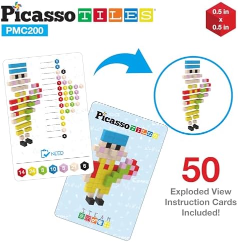 Picasso Cubes 0.5” Pixel Magnetic Puzzle Cube 200 Piece Mix & Match Sensory Toys STEAM Education Learning Building Block Magnets Children Construction Toy Set Stacking Magnet Creative Kit PMC200 - Image 3