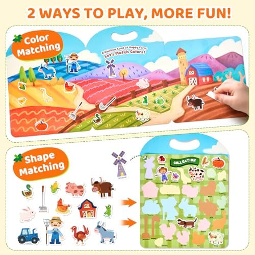 JoyCat Reusable Sticker Book Set, 3-Pack, 90 Stickers, Farm Pizza Weather - Image 5