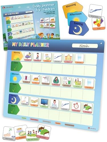LIKARTO® Visual Schedule for Kids - Routine Chart for Kids - Magnetic Schedule with 147 Magnets - Chore Chart for Children - Morning Evening Bedtime Routine for Toddlers, Autism, ADHD by Unknown