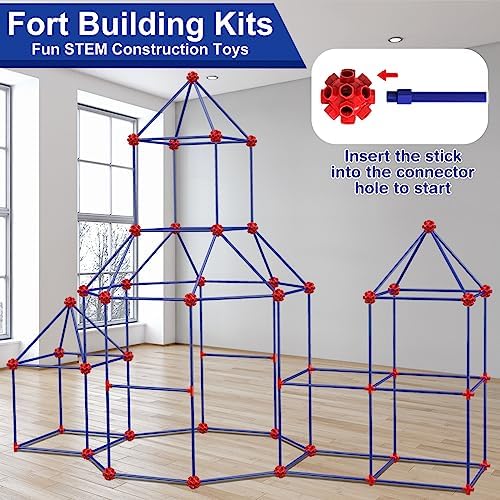 V-Opitos 180 Pack Fort Building Kits for Kids Age 4, 5, 6, 7, 8+ Years Old, Creative STEM Building Toys for DIY Castles, Tunnels, Play Tent, Ideal Christmas, Birthday Gifts for Boys & Girls - Image 2