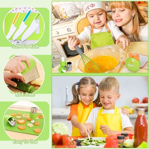 Suhctuptx Kids Real Cooking Set, Montessori Kitchen Toys for Toddlers, Kids Cooking & Baking Set with Storage Case Timer Kid Safe Knives Cutting Board, Toddler Birthday Gifts Toys for Girls Boys - Image 3
