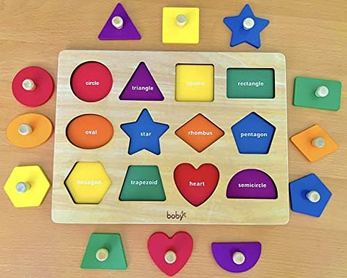 Dailyfunn Montessori Toy Shape Peg Puzzles Baby Puzzle 12-18-24 Months with Knob for Infant-Toddlers 1-3 - Image 2