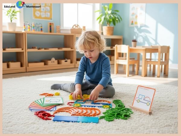 Practical Life/Sensorial Sticks & Rings Shape/Letter Puzzle Construction Set Card Pattern Matching Blocks Logical Educational STEM Classroom Family Game Toy Boy Girl 3-8 Years Gift - Image 2