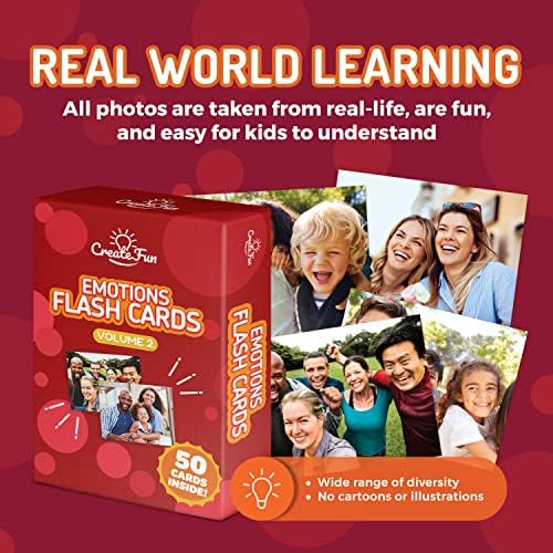 CreateFun 50 Emotions Flash Cards V2 - Therapy Photo Cards for Autism, ESL - Image 6