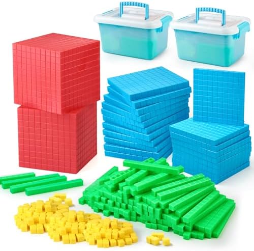TOMMYHOME 334 PCS Base Ten Blocks Set,Contains 110 rods Counting Cubes to Help Kids Learn Maths. 2 Boxes-Pack. by TOMMYHOME