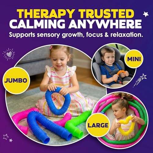 Nutty Toys Pop Tubes - Large 4-Pack Sensory Toys - Creative STEM Learning for Kids - Connect & Pop! Top ADHD Autism Fidget 2026, Best Boy & Girl Christmas Stocking Stuffers Gifts Idea - Image 6