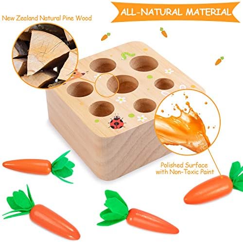 Montessori Toys Baby Easter Toys for Toddlers 1-3 Years Old, Educational Wooden Carrot Toys Shape Size Sorting Matching Puzzle, Great Baby Easter Gifts Birthday Gift Toy - Image 5