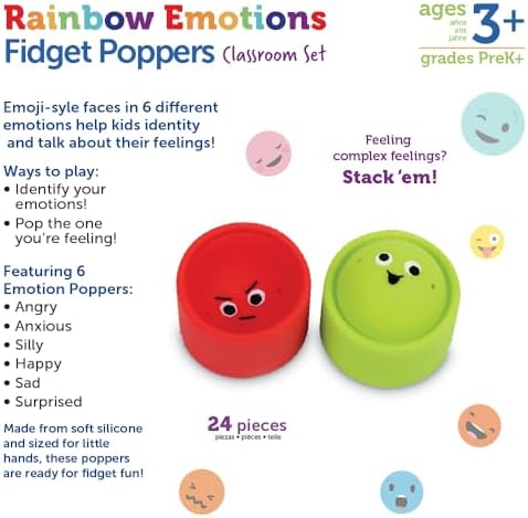 Learning Resources Rainbow Emotion Fidget Poppers Classroom Set, 24 Pieces, Ages 3+, Autism Sensory Toys, Social-Emotional Learning,Sensory Toys for Toddlers - Image 6
