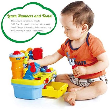 Yiosion Musical Learning Tool Workbench Toys for 1 Year Old Boy, One Year Old Boy Gifts, Toddler Tool Bench with Shape Sorter - Image 5