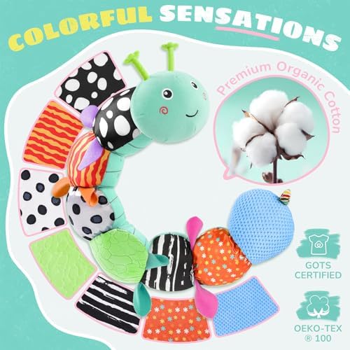 AWOTOY Baby Toys 6-12 Months Music Caterpillar Stuffed Animals Infant Toys - Image 3