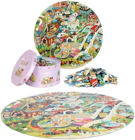 boppi Round 150 Piece Jigsaw Puzzle for Kids Aged 5-8 | Educational City Life Puzzle with Buildings, Vehicles & People | Eco-Friendly Recycled Cardboard - Image 3