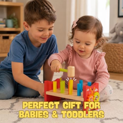Smash & Learn | Wooden Montessori Hammer Pounding Learning Toy, Gifts for 1+ Year Old - Image 6