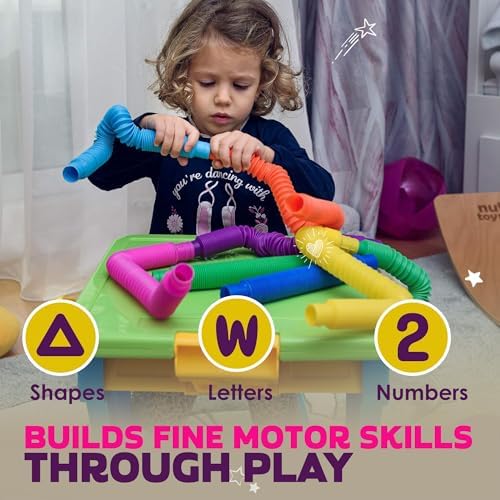 Nutty Toys Pop Tubes - Large 4-Pack Sensory Toys - Creative STEM Learning for Kids - Connect & Pop! Top ADHD Autism Fidget 2026, Best Boy & Girl Christmas Stocking Stuffers Gifts Idea - Image 5