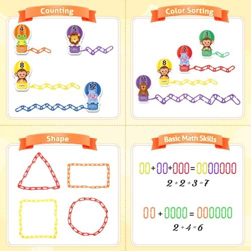 Fine Motor Skills Toys Plastic Chain Links Counting Games for Kids - Image 4