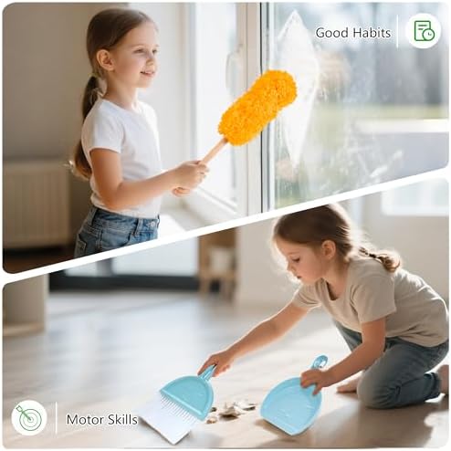WOODMAM Wooden Kids Cleaning Set with Spray Mop, Toddler Broom Mop Set - Image 6