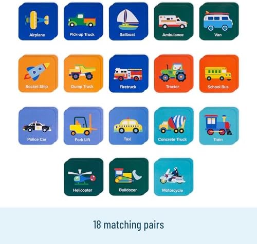Wildkin Memory Matching Game – 18 Educational Pairs for Toddlers & Preschool - Transportation - Image 3