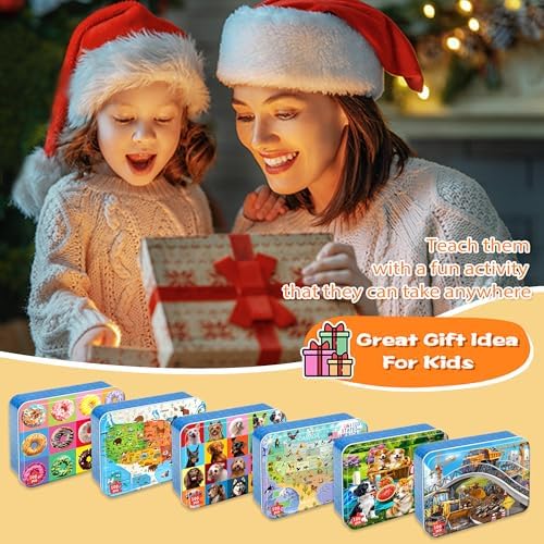 LELEMON Puzzles for Kids Ages 4-6,6 Pack 100 Piece Puzzles for Kids Ages 4-8 in a Metal Box,Educational Jigsaw Puzzles Puzzle Games Puzzle Toys for Girls and Boys - Image 6