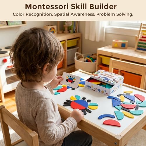 LovesTown Pattern Blocks with Iron Box, Wooden, 96pcs - Image 3