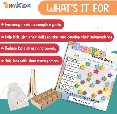 TinyKidz Large Wooden Reward Chart for Kids, 14x15 - Image 5