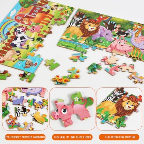Puzzles for Kids Ages 4-8, 60 Piece Puzzles for Kids Ages 3-5 in a Metal Box Girls and Boys Learning Educational Jigsaw Puzzle Toys Gifts - Image 2