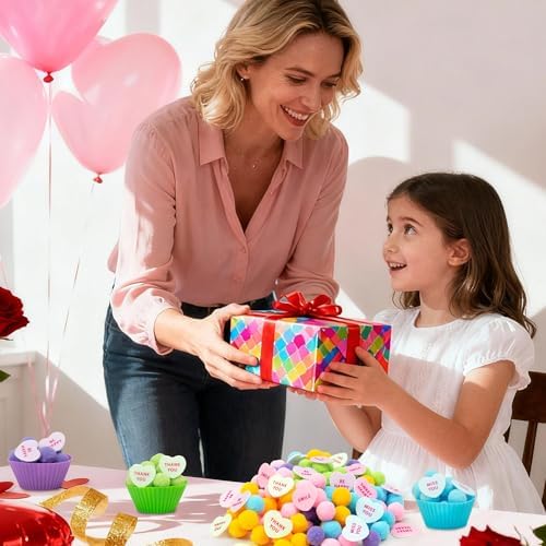 EZdhuawuse Summer Sensory Bin Fillers - 268P Fine Motor Toy Counting Sorting Set for Kid Birthday Easter Gift, Felt Phrases Heart Colorful Pom Poms Cup Clip for Preschool Education Activities - Image 5